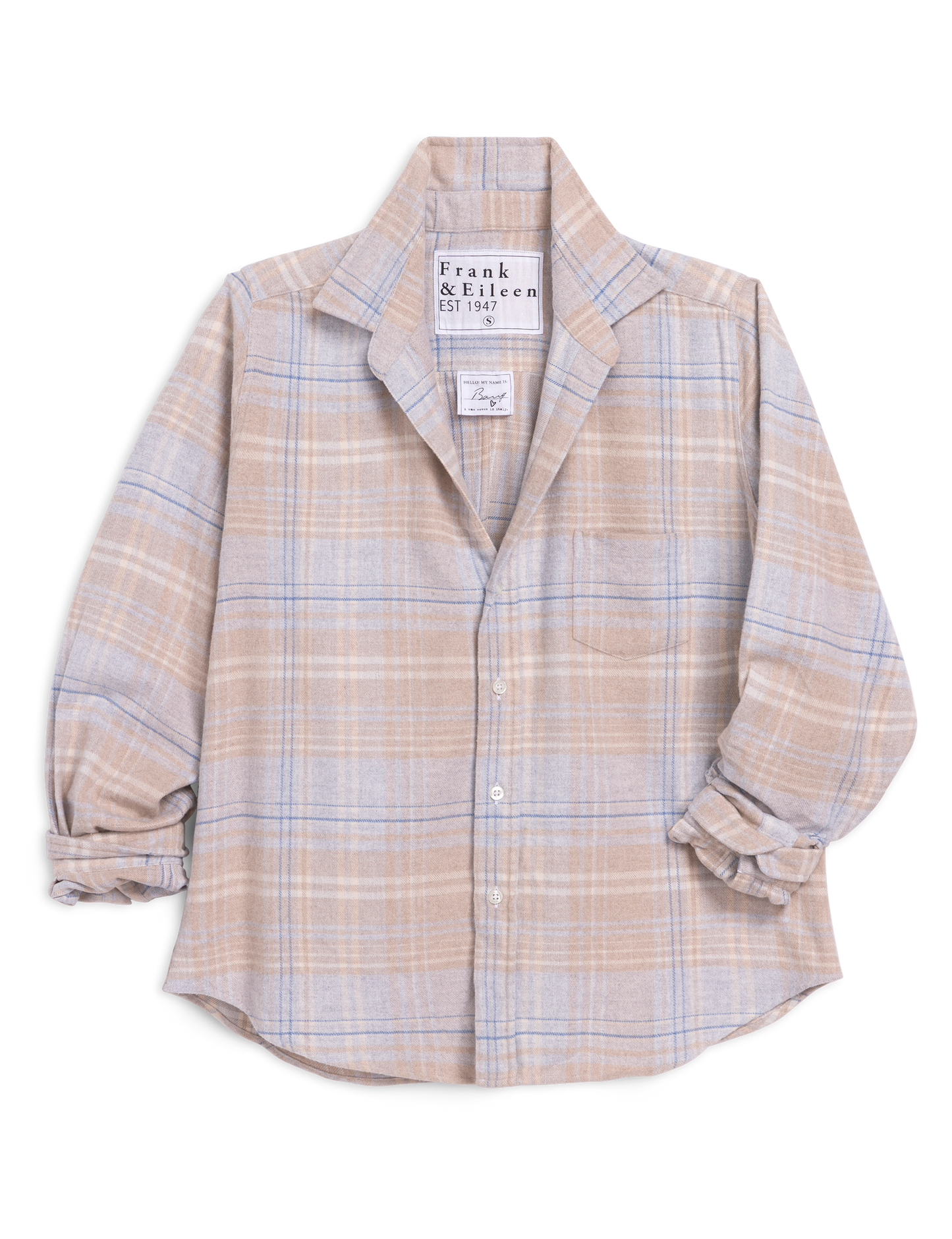 BARRY Sand and Blue Plaid, Italian Flannel