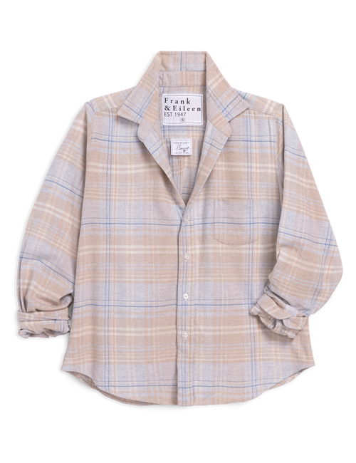 BARRY Sand and Blue Plaid, Italian Flannel