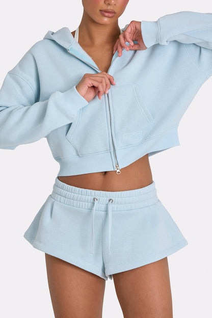 Oversized Zip-Up Hoodie  in Powder Blue