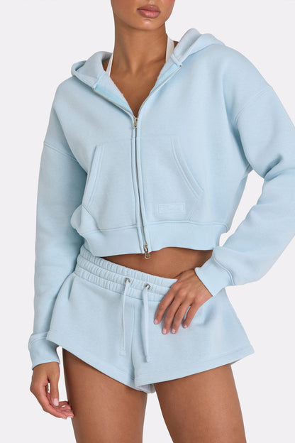 Oversized Zip-Up Hoodie  in Powder Blue