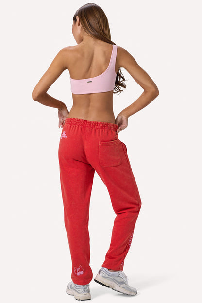 Brushed Jersey Oversized Joggers in Red