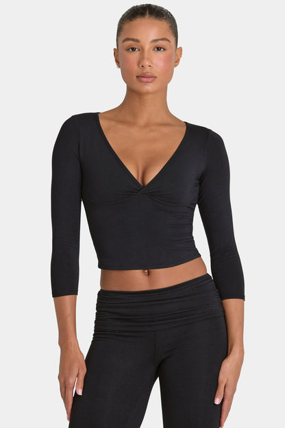 ButterCloud™ 3/4 Sleeve Top in Black