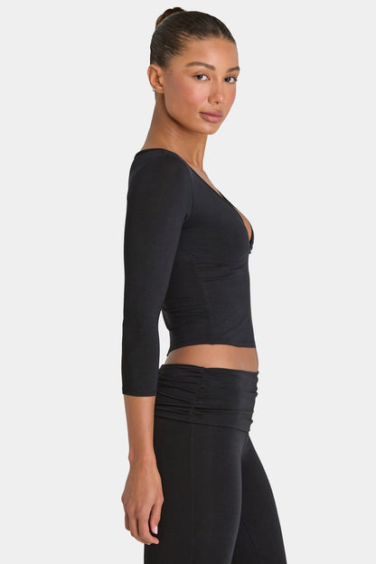 ButterCloud™ 3/4 Sleeve Top in Black