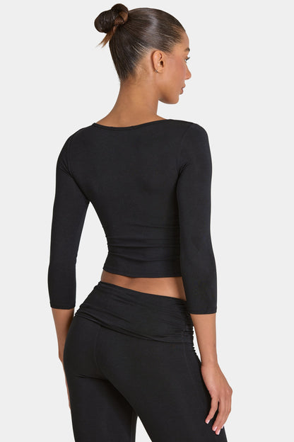 ButterCloud™ 3/4 Sleeve Top in Black