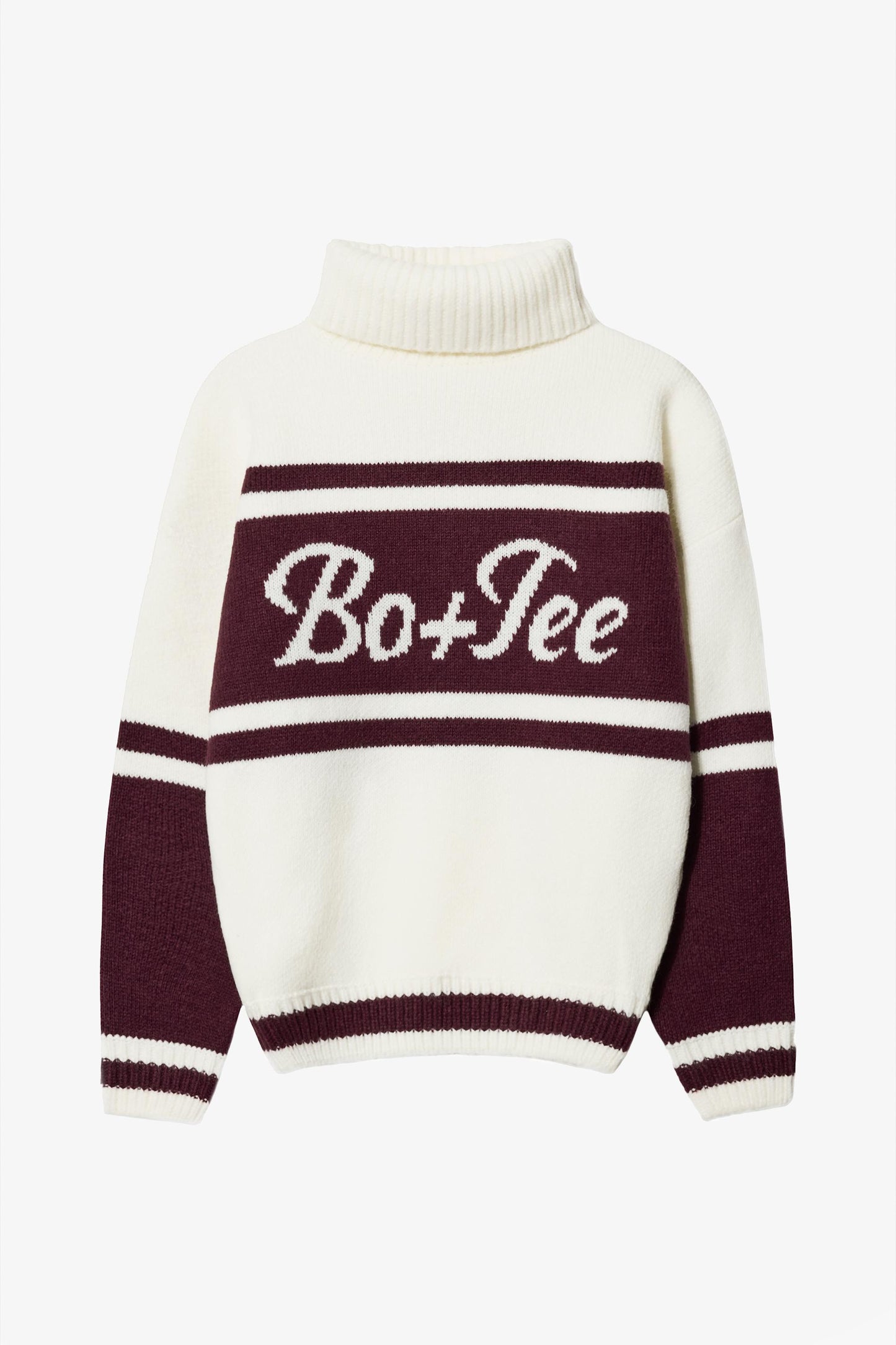Knit Turtleneck Oversized Jumper in Burgundy