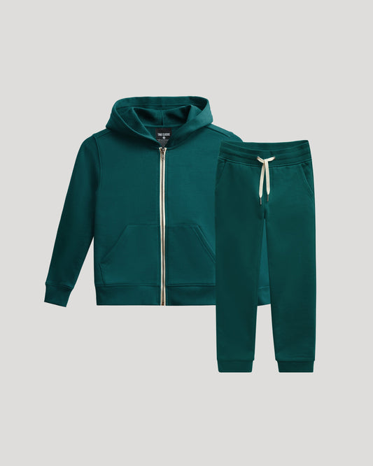 Boys Deep Emerald Full Zip Fleece Hoodie & Jogger 2-Pack