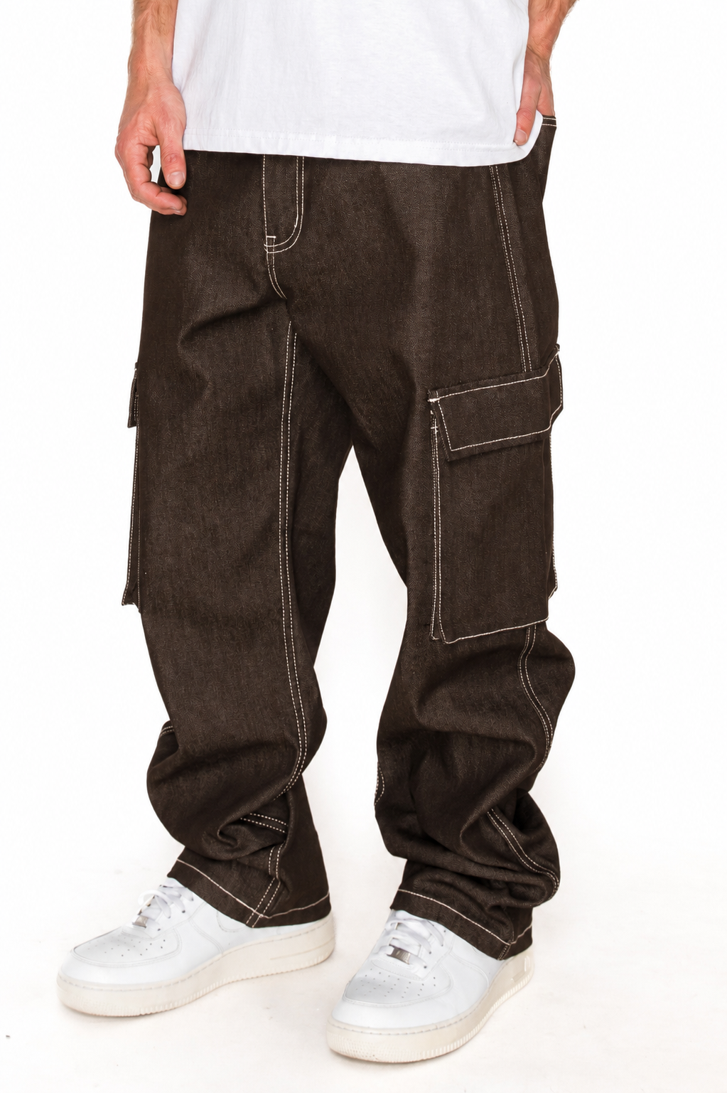 VALOR Baggy Fit Raw Denim Cargo Jeans
