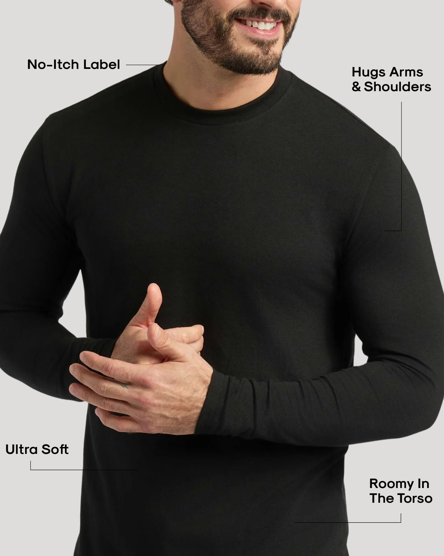 Black & White Classic Long Sleeve Crew Neck 6-Pack