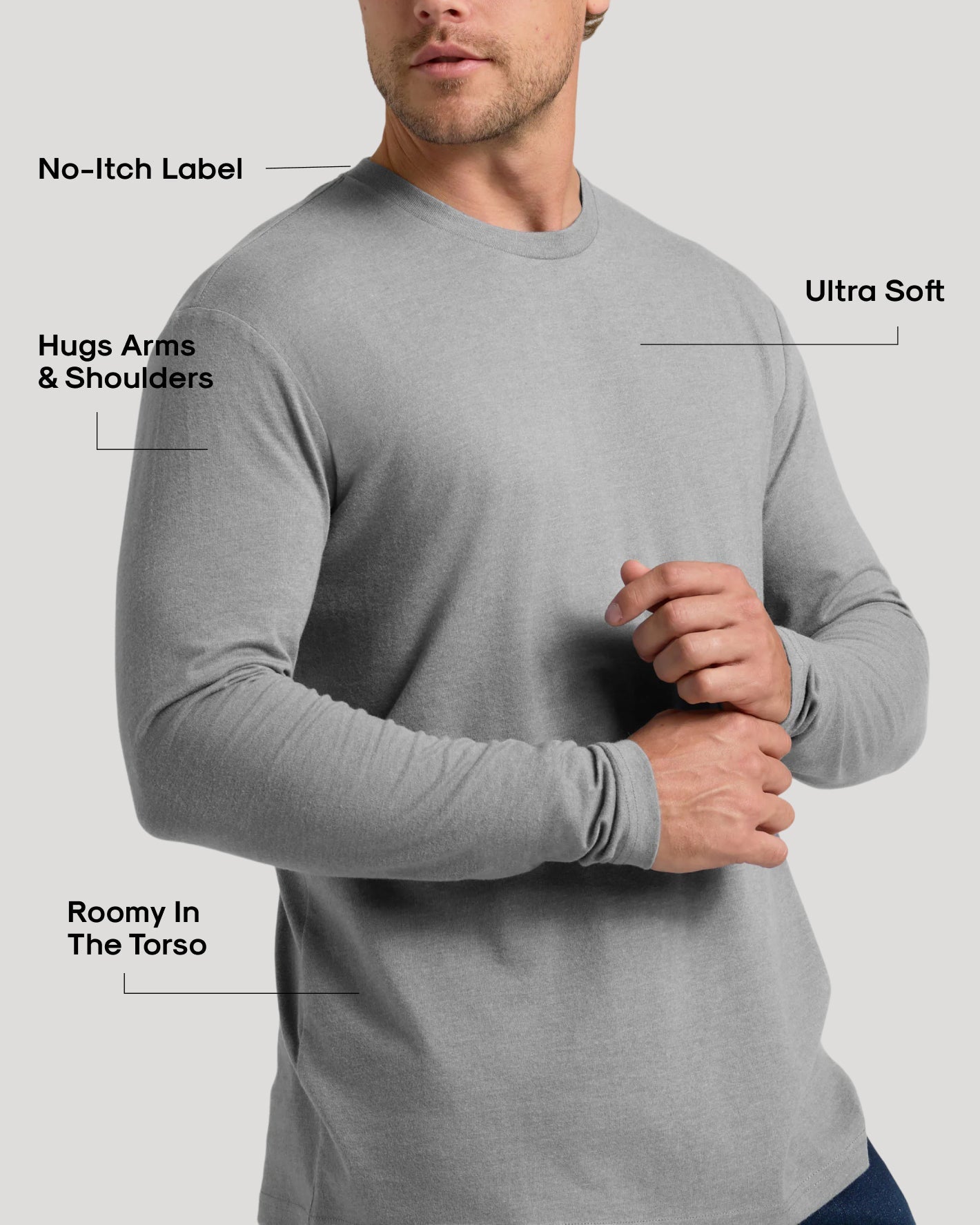 Heather Gray Classic Long Sleeve Crew Neck