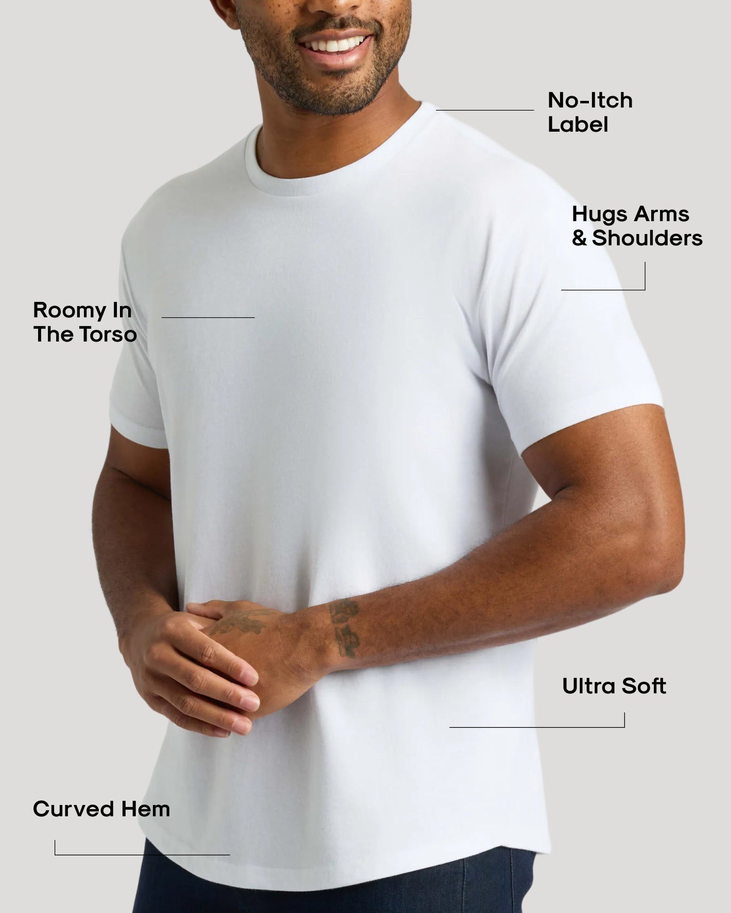 All White Curved Hem Classic Crew Neck 10-Pack