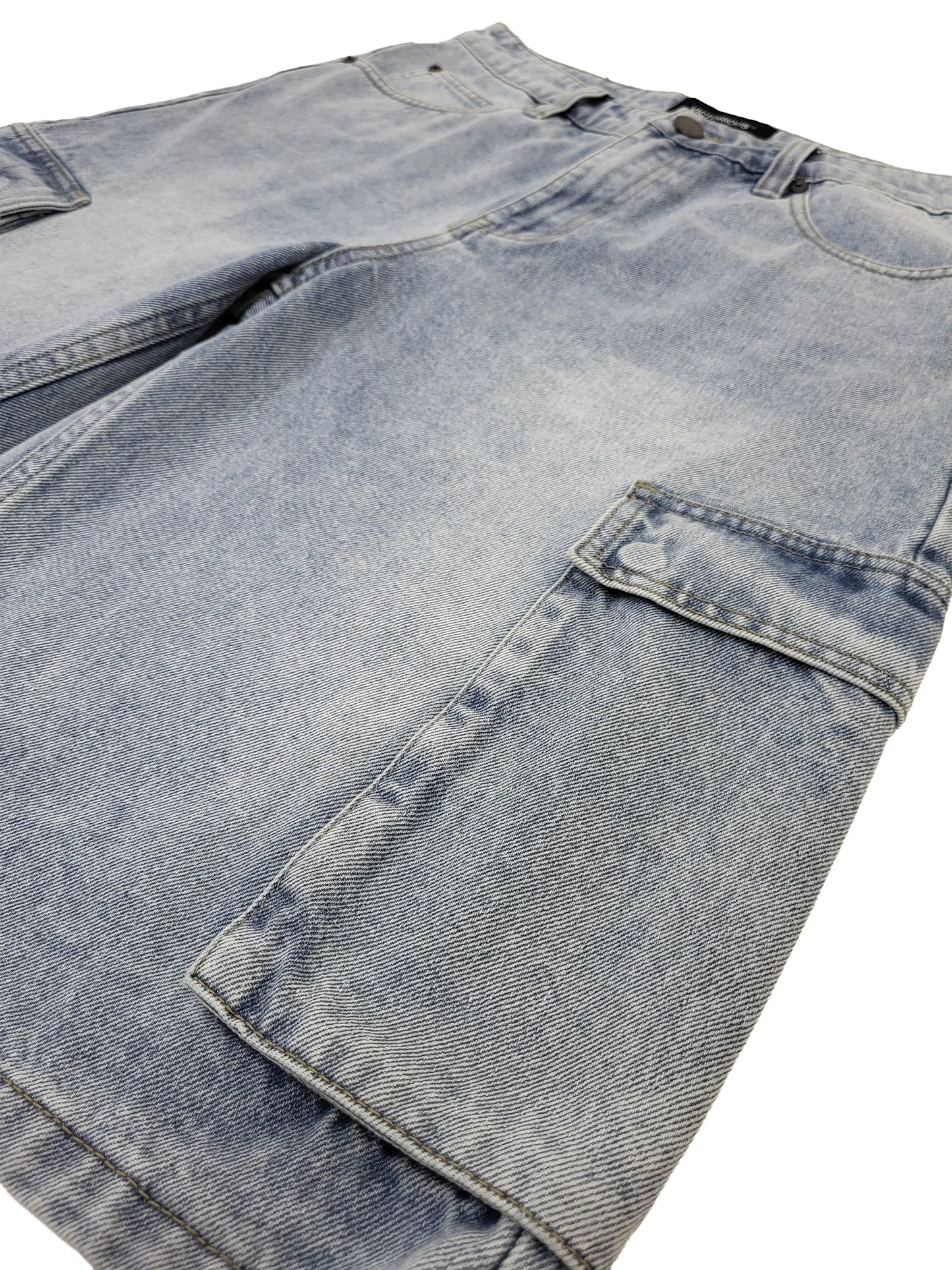 VAULT Baggy Fit Cargo Denim Shorts