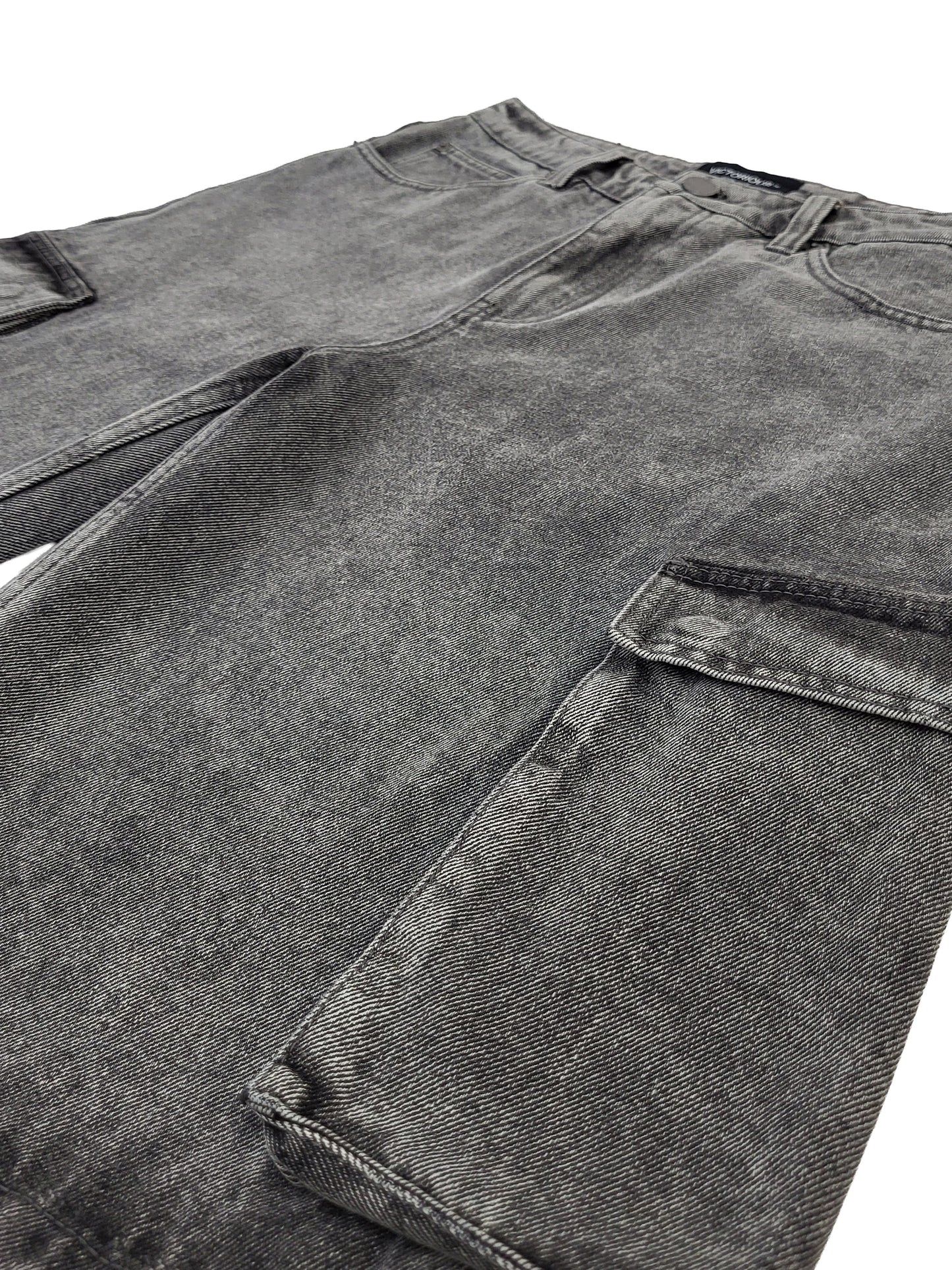 VAULT Baggy Fit Cargo Denim Shorts