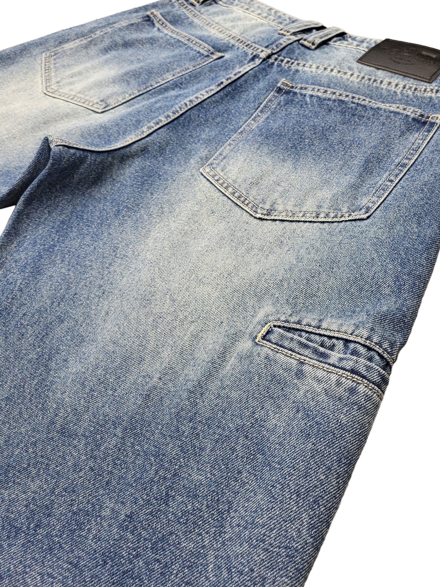 Baggy Fit Sand Washed Jeans with Phone pocket