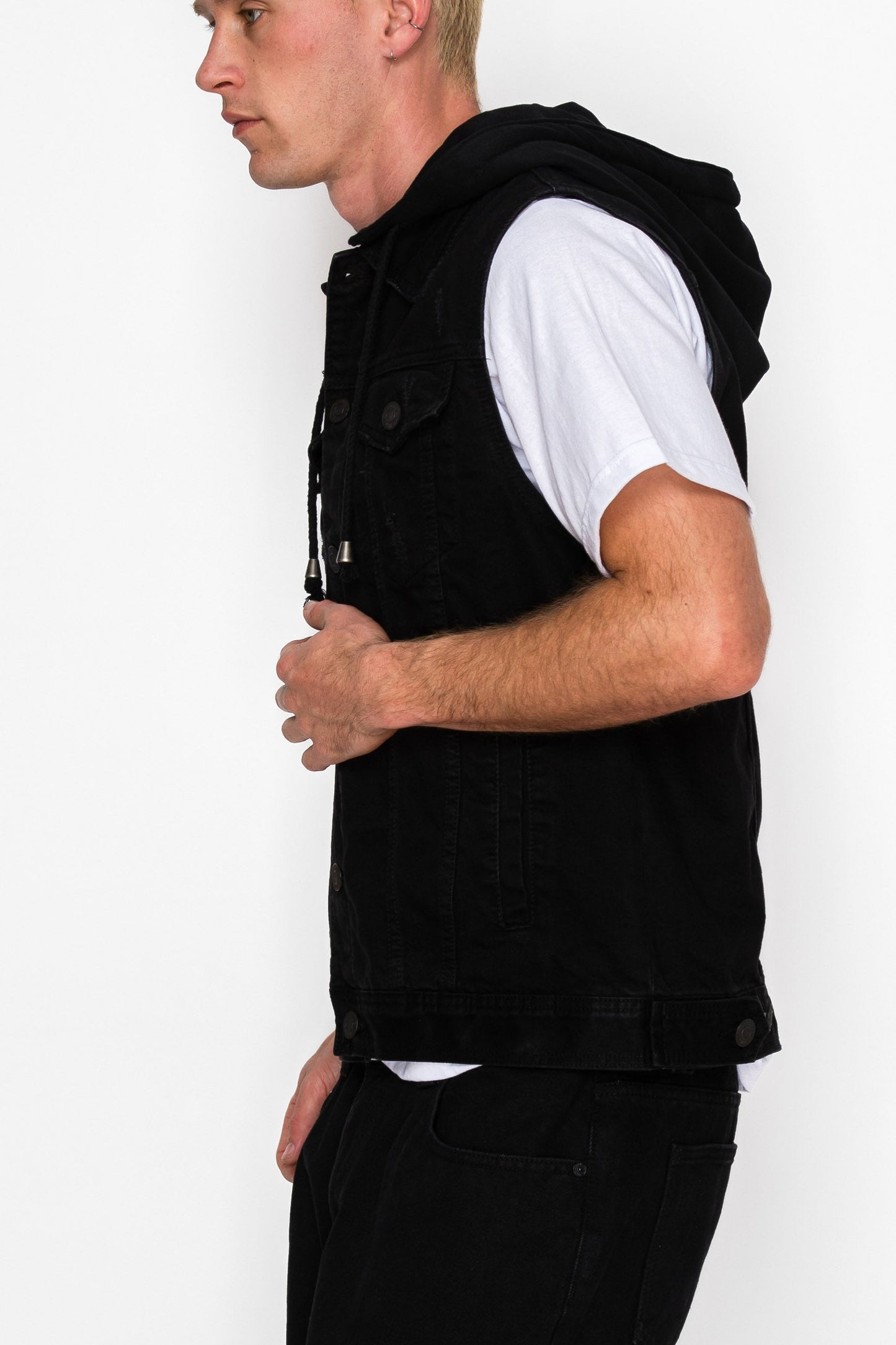 Detachable Hood Denim Vest