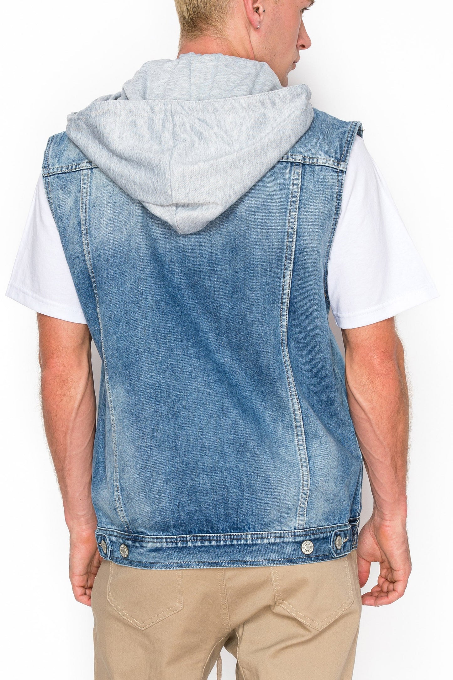 Detachable Hood Denim Vest