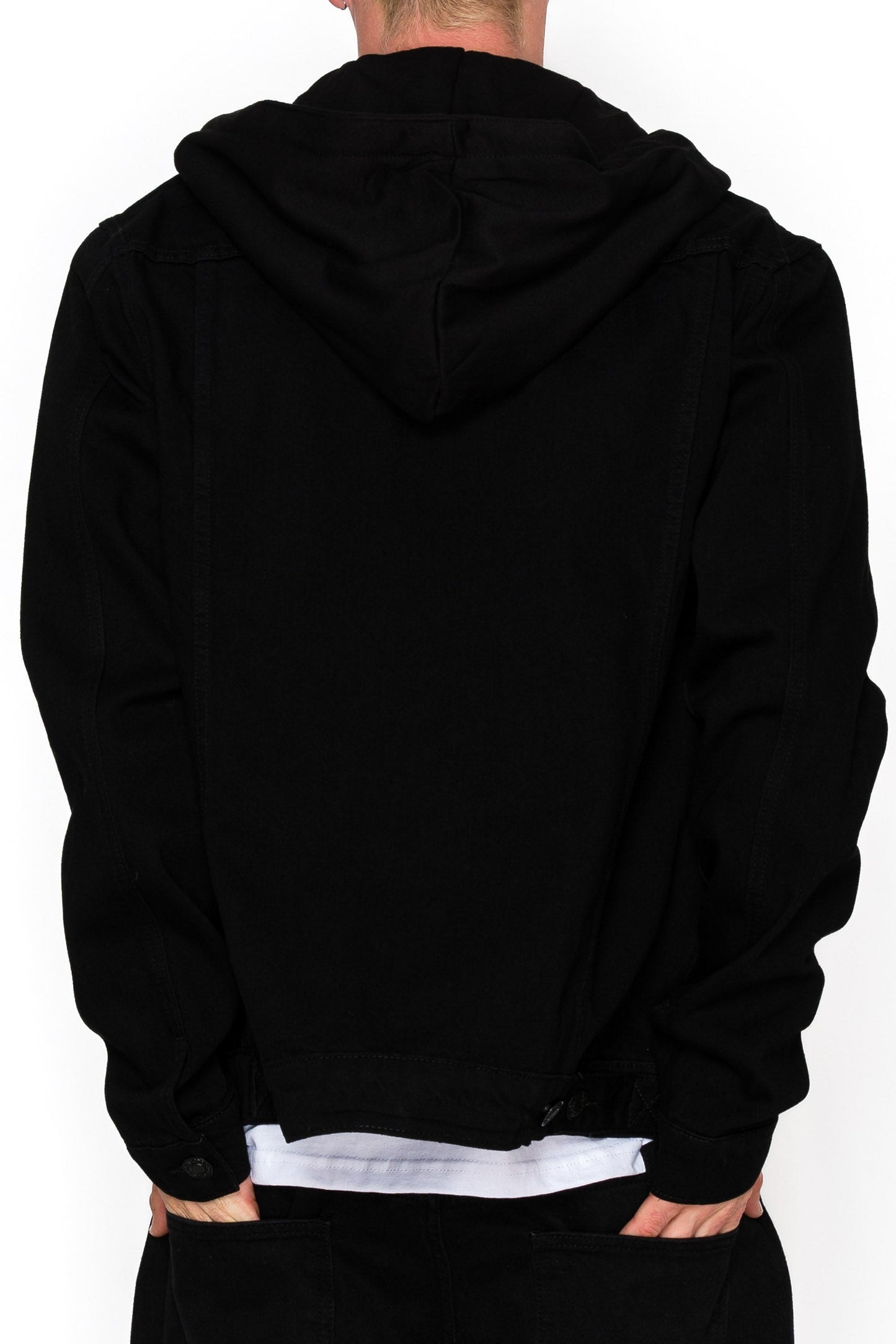 Layered Hooded Denim Jacket