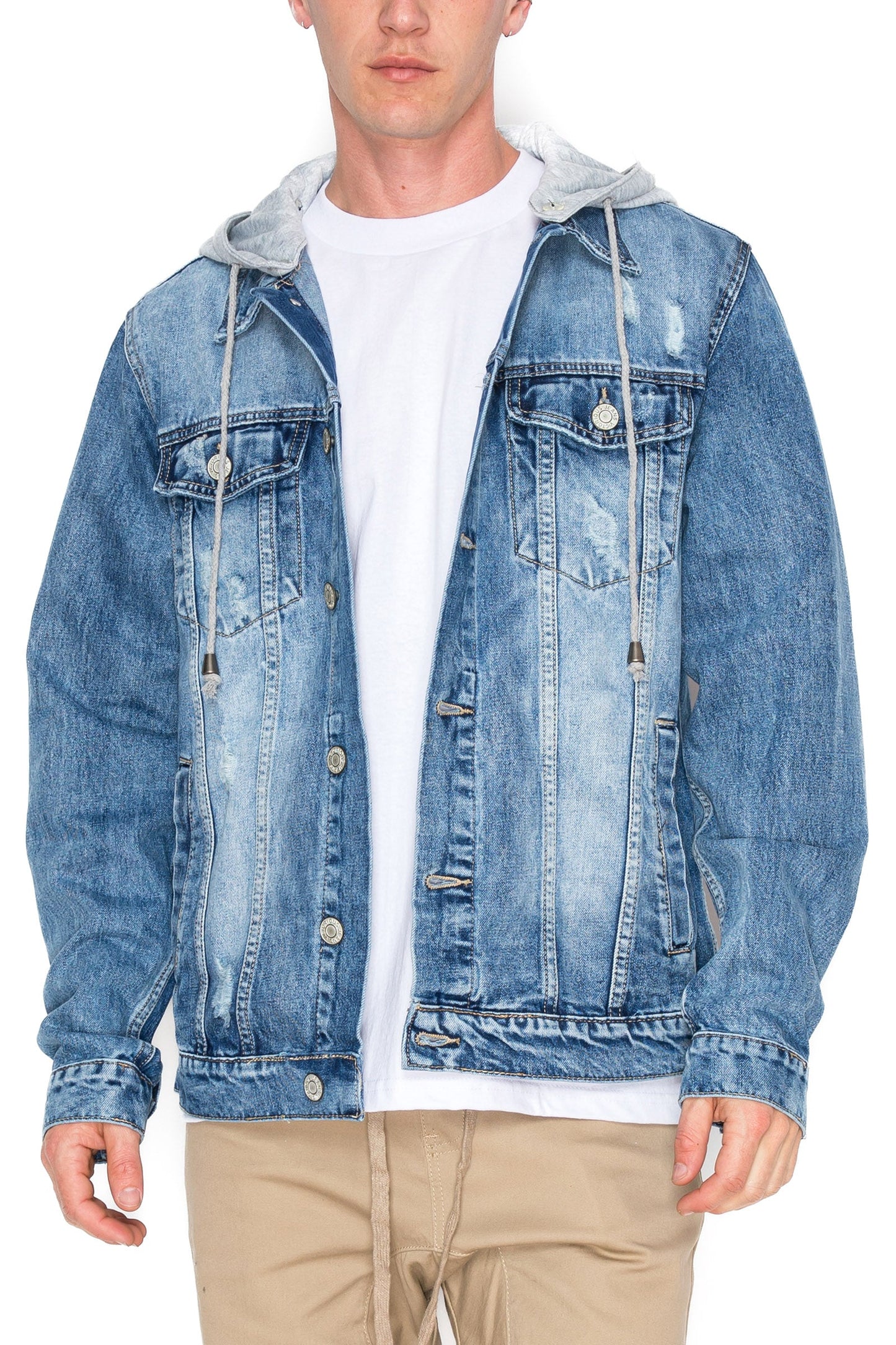Layered Hooded Denim Jacket