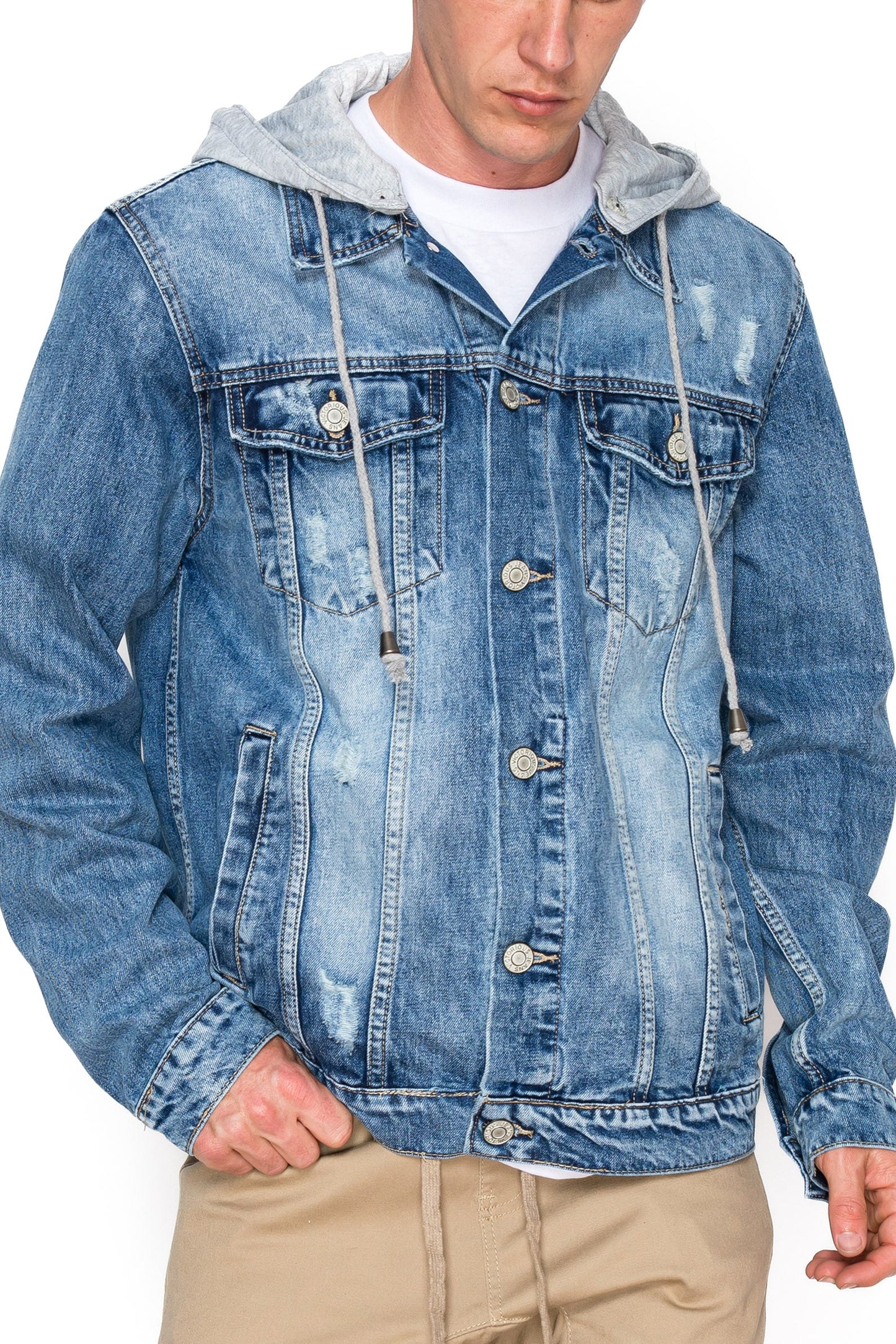 Layered Hooded Denim Jacket