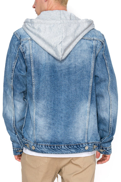 Layered Hooded Denim Jacket