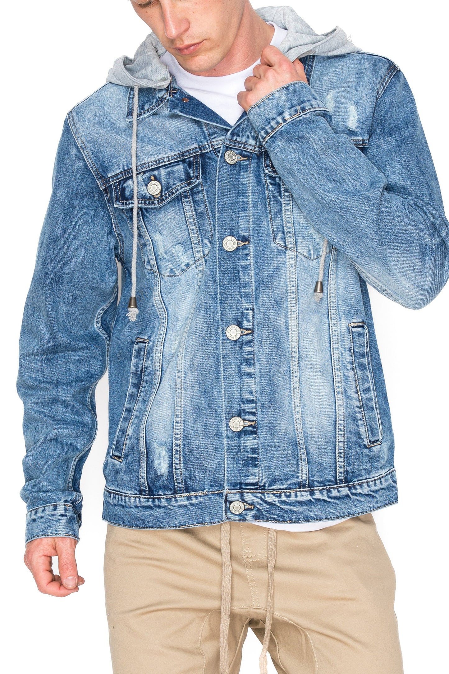 Layered Hooded Denim Jacket