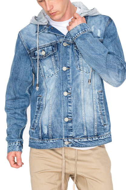 Layered Hooded Denim Jacket