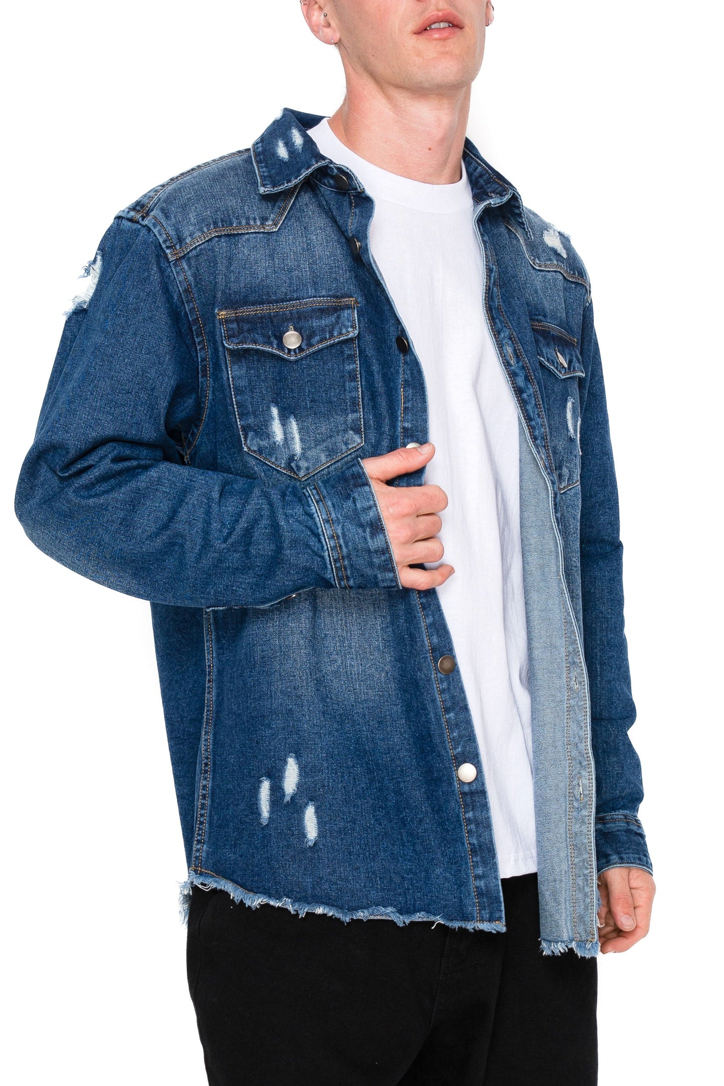 Ripped Denim Overshirt