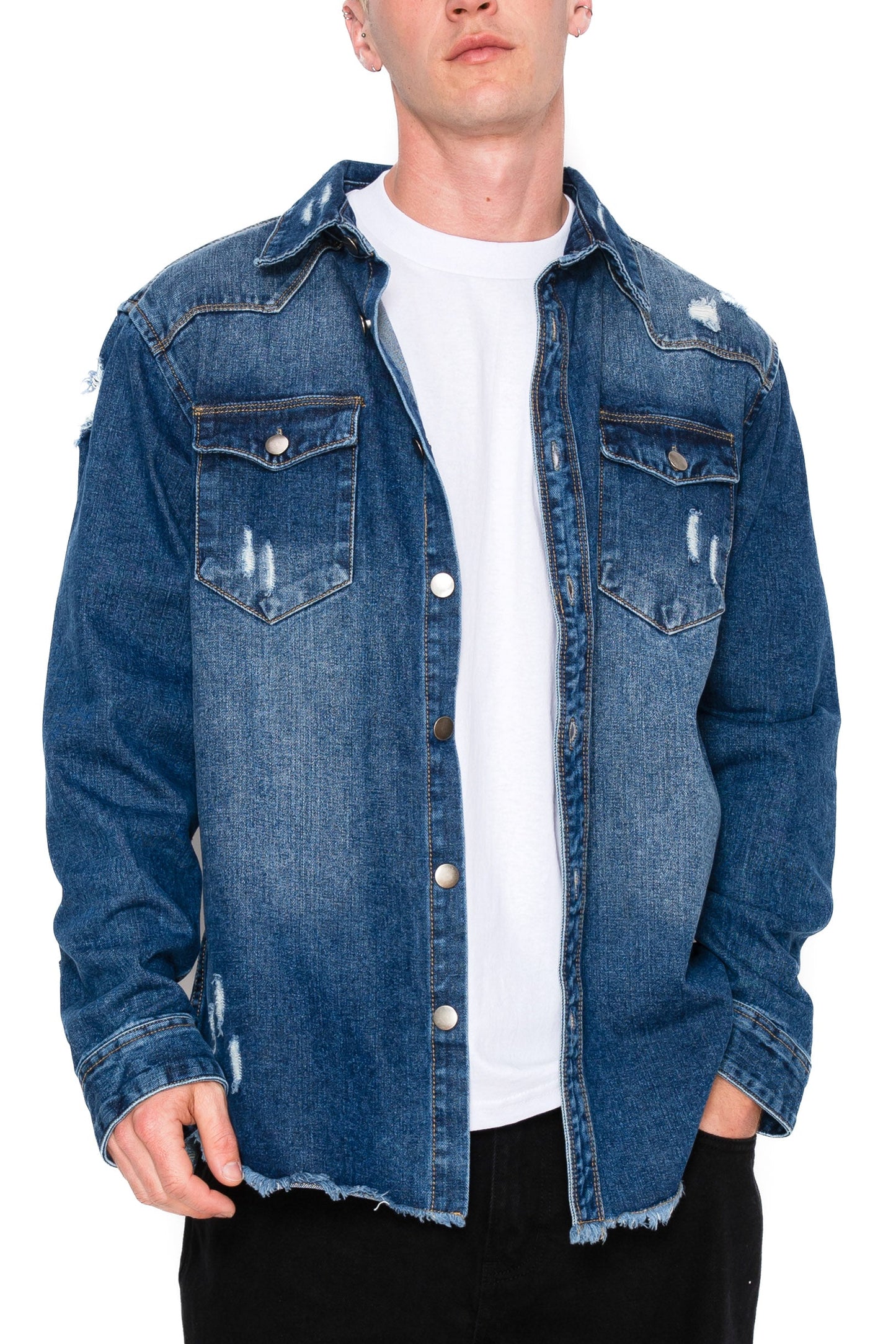Ripped Denim Overshirt