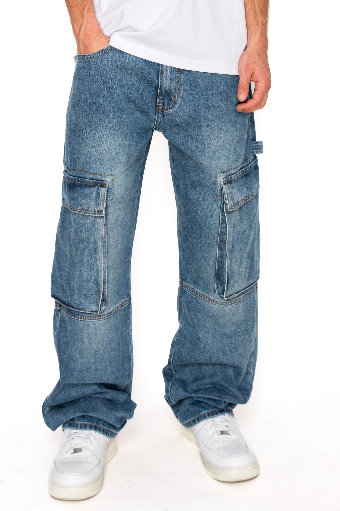 Baggy Fit Cargo Denim Jeans
