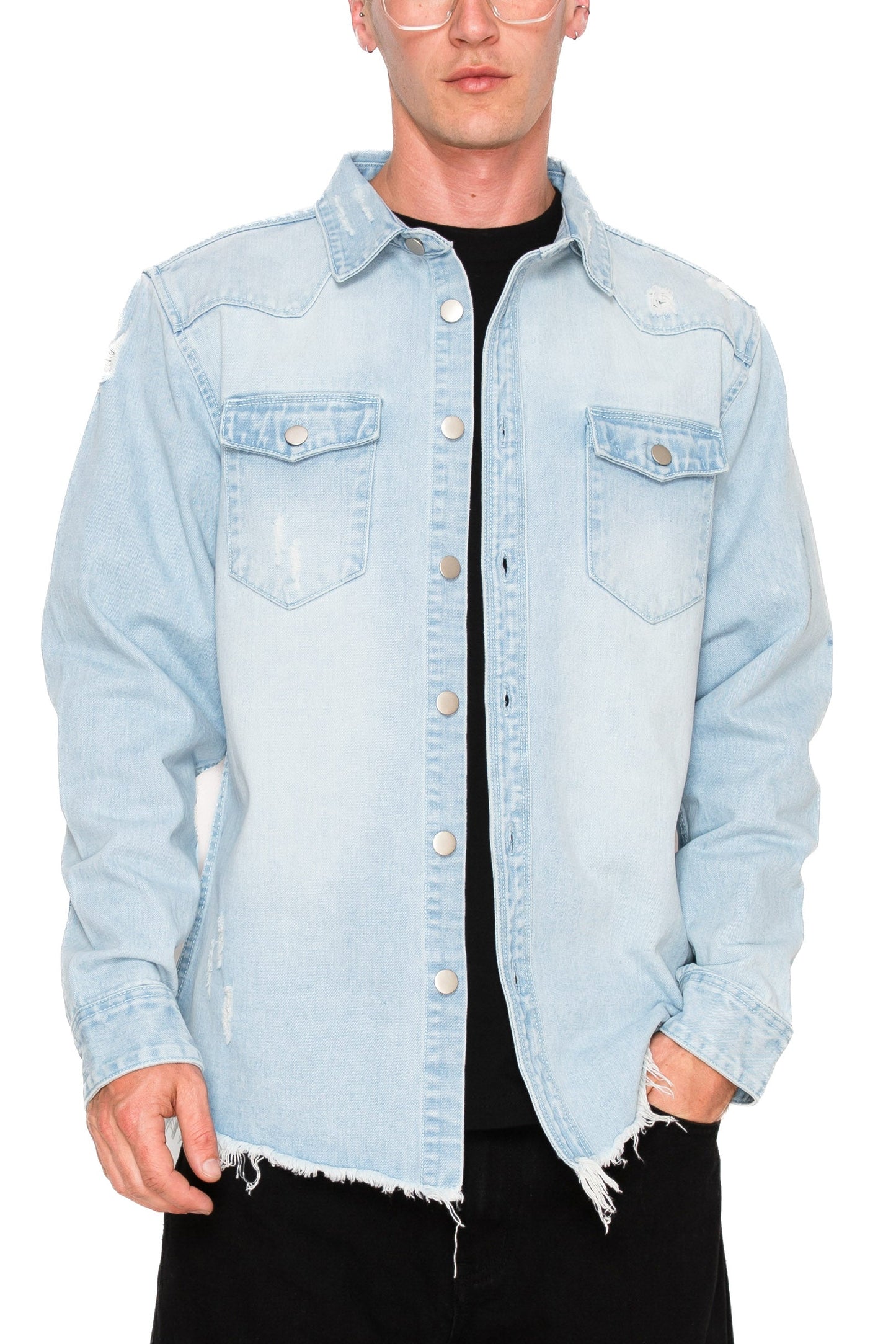Ripped Denim Overshirt