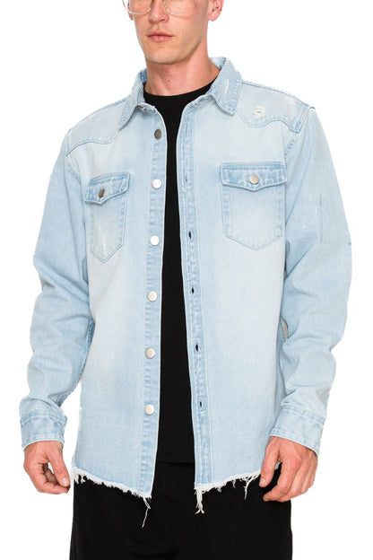 Ripped Denim Overshirt