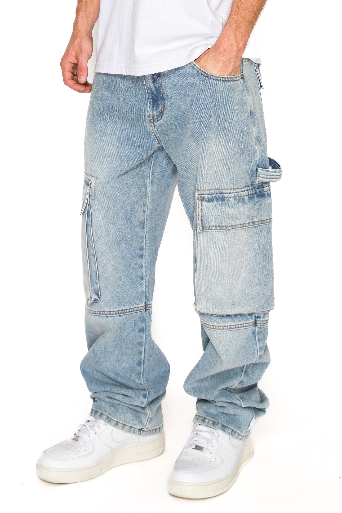 Baggy Fit Cargo Denim Jeans