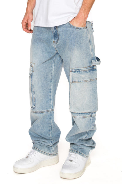 Baggy Fit Cargo Denim Jeans