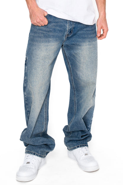 Baggy Fit Sand Washed Jeans with Phone pocket