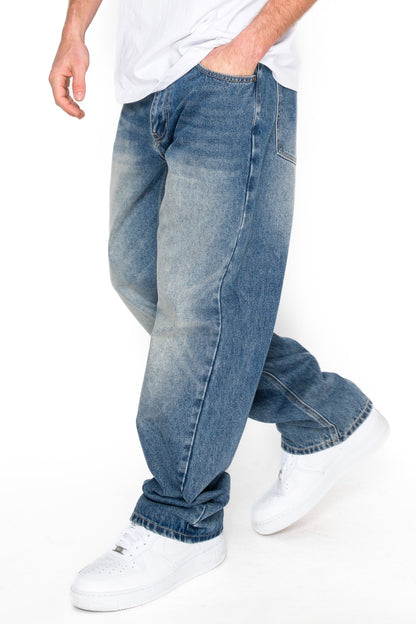Baggy Fit Sand Washed Jeans with Phone pocket