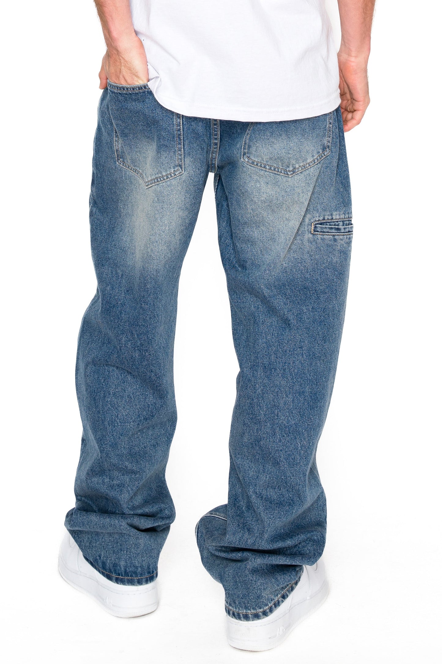 Baggy Fit Sand Washed Jeans with Phone pocket