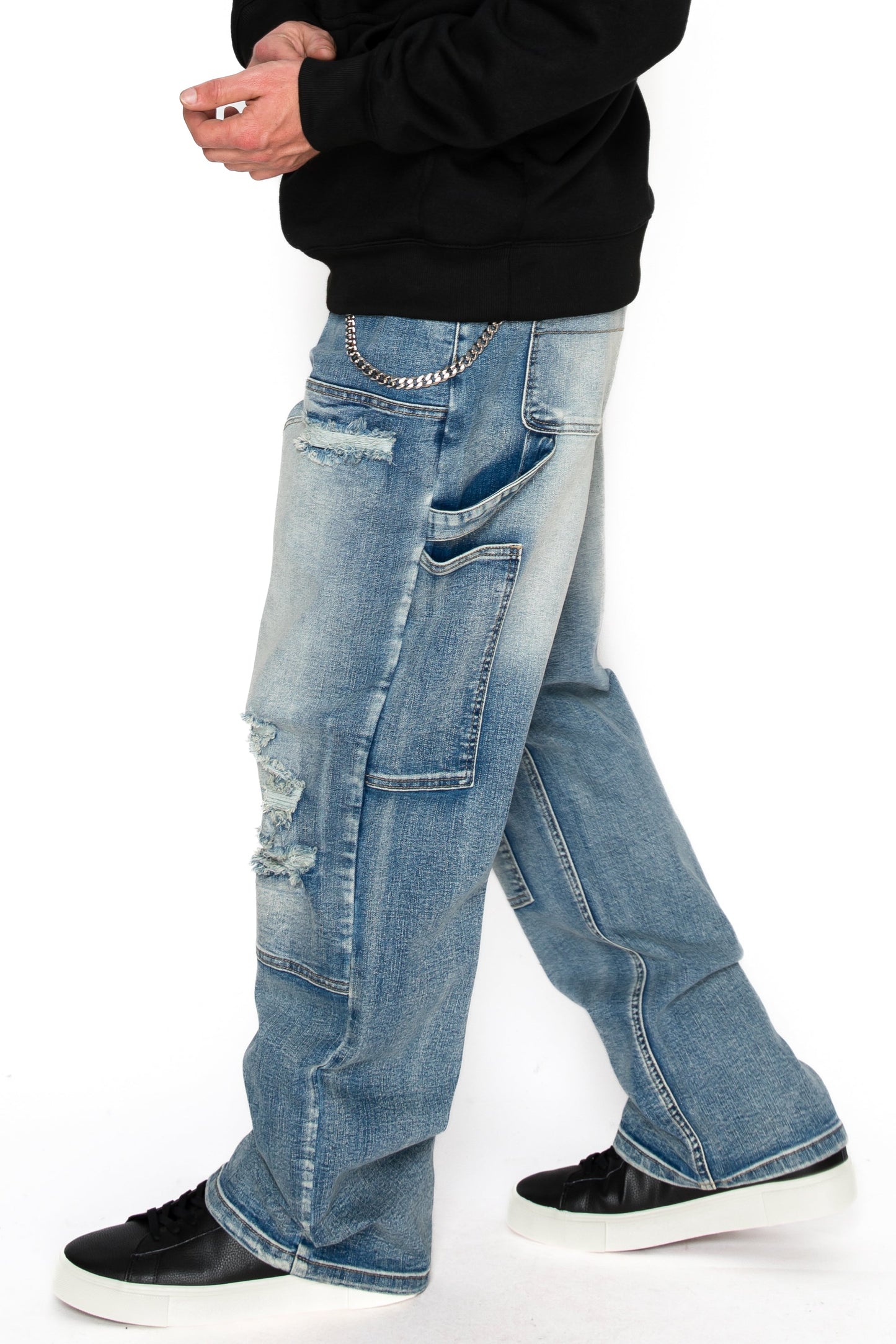 Baggy Fit Distressed Carpenter Denim Jeans