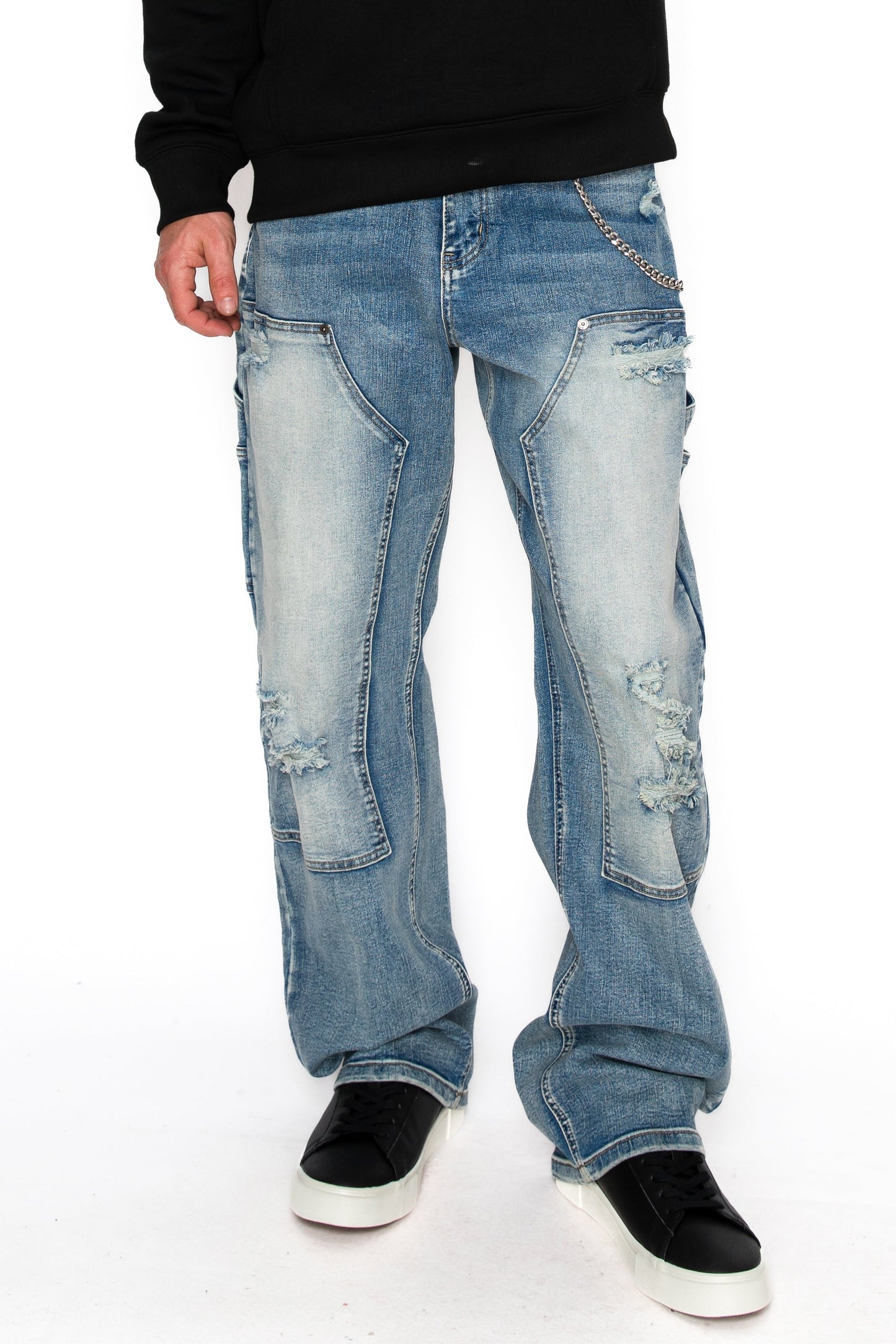 Baggy Fit Distressed Carpenter Denim Jeans