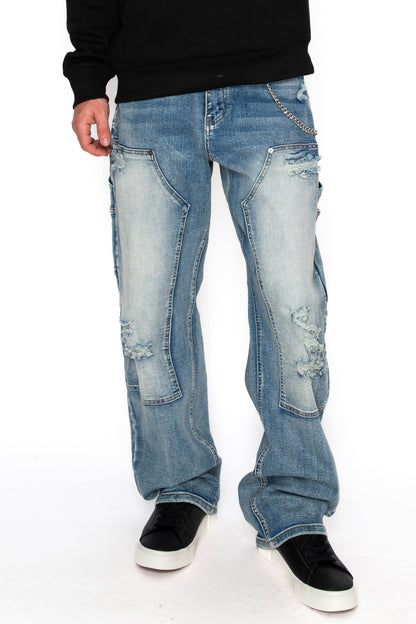 Baggy Fit Distressed Carpenter Denim Jeans