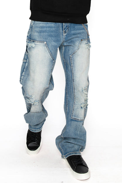 Baggy Fit Distressed Carpenter Denim Jeans