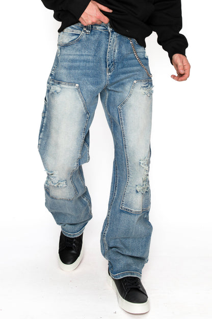 Baggy Fit Distressed Carpenter Denim Jeans