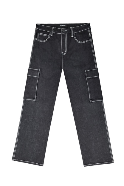 VALOR Baggy Fit Raw Denim Cargo Jeans