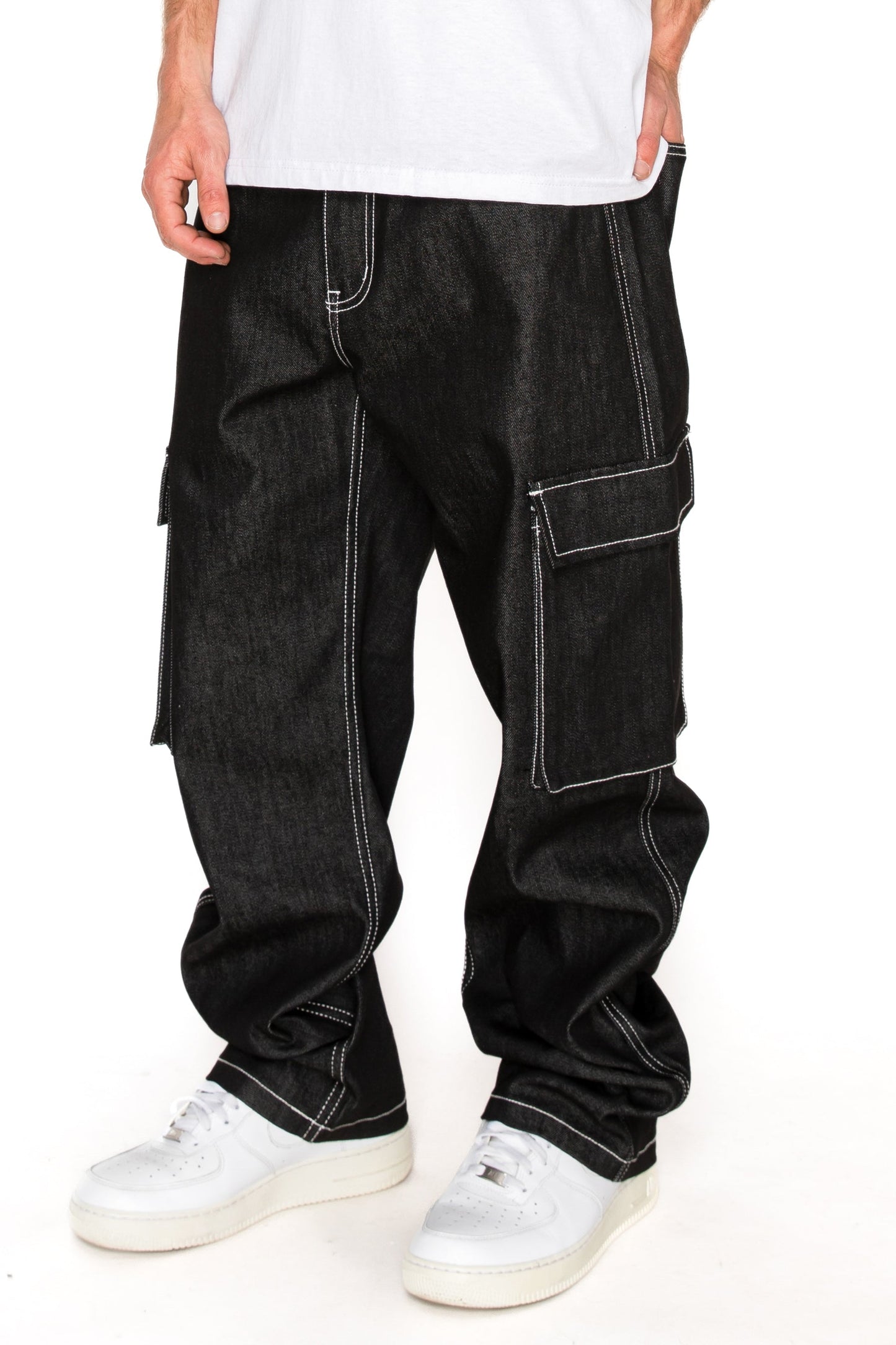VALOR Baggy Fit Raw Denim Cargo Jeans