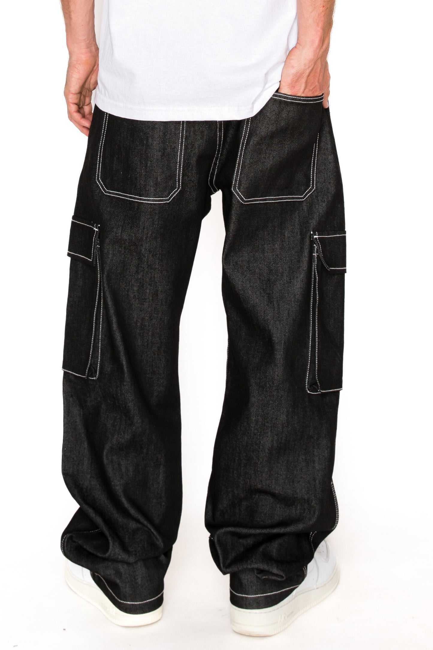 VALOR Baggy Fit Raw Denim Cargo Jeans