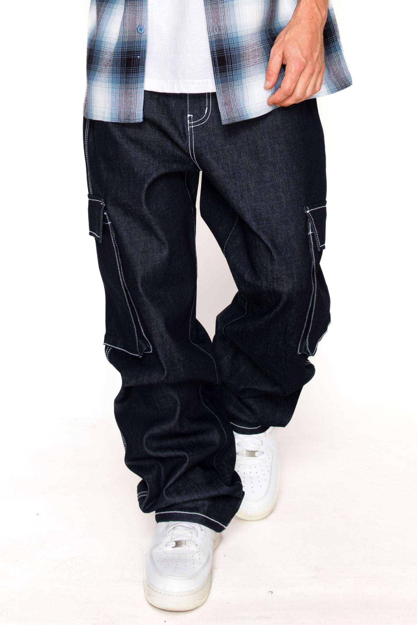 VALOR Baggy Fit Raw Denim Cargo Jeans