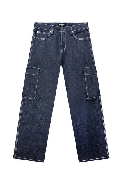 VALOR Baggy Fit Raw Denim Cargo Jeans