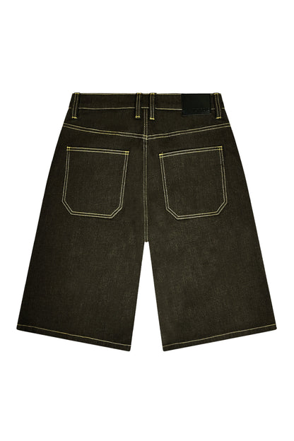 TELLUS Baggy Fit Raw Denim Shorts
