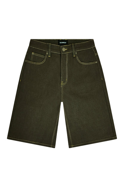 TELLUS Baggy Fit Raw Denim Shorts