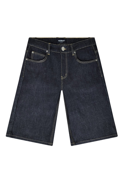 TELLUS Baggy Fit Raw Denim Shorts