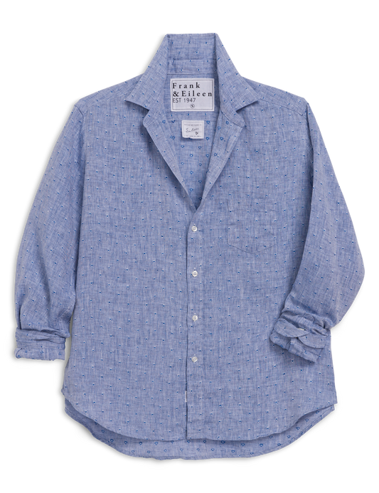 EILEEN Blue Linen Hearts, Italian Classic Linen
