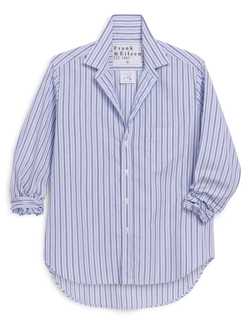 EILEEN Blue and Navy Multi Stripe, Italian Cotton